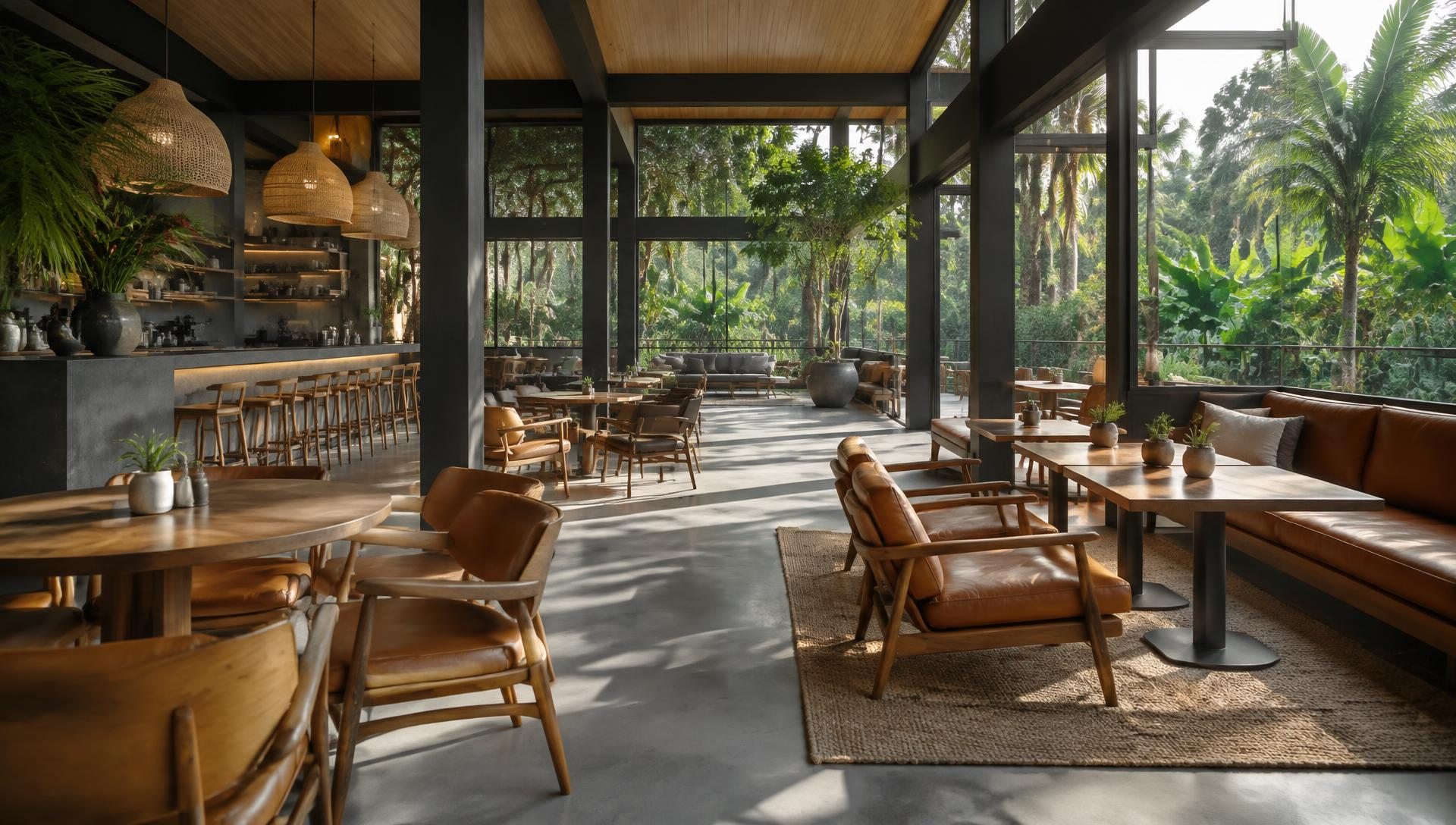 Ilustrasi suasana interior cafe modern, bukan foto asli Euforia Cafe